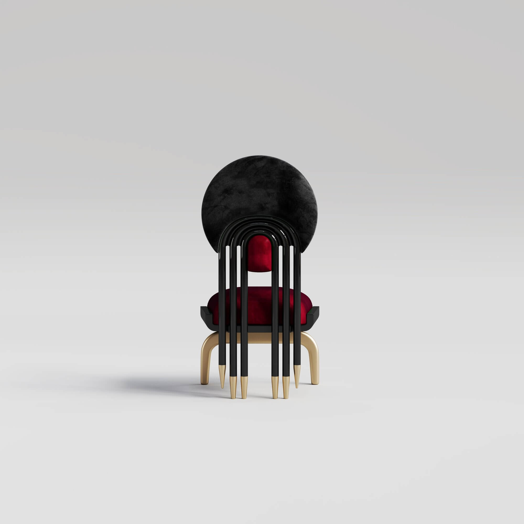 duafe CH - red & graphite velvet_back view