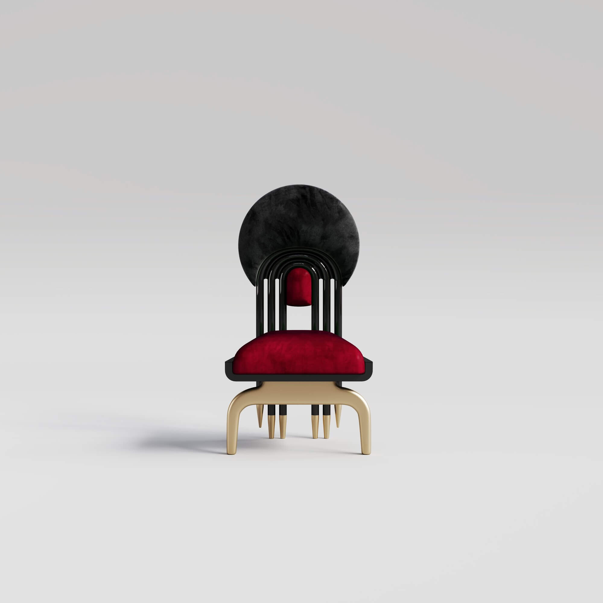 duafe CH - red & graphite velvet_front view