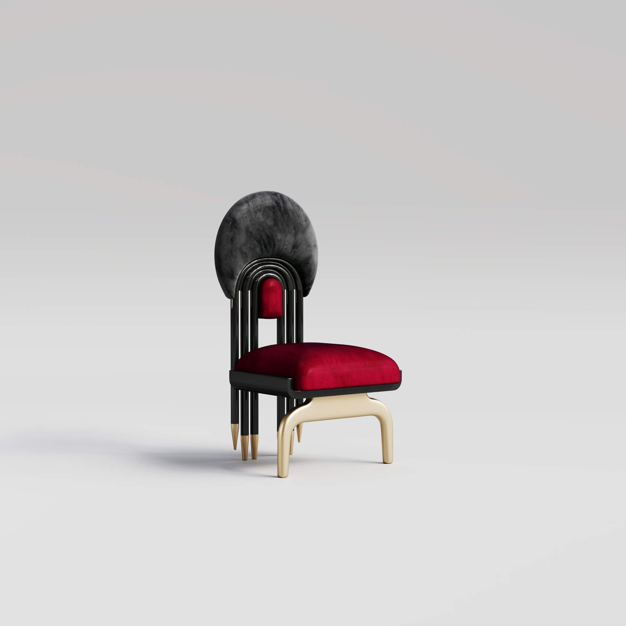 duafe CH - red & graphite velvet_perspective front view