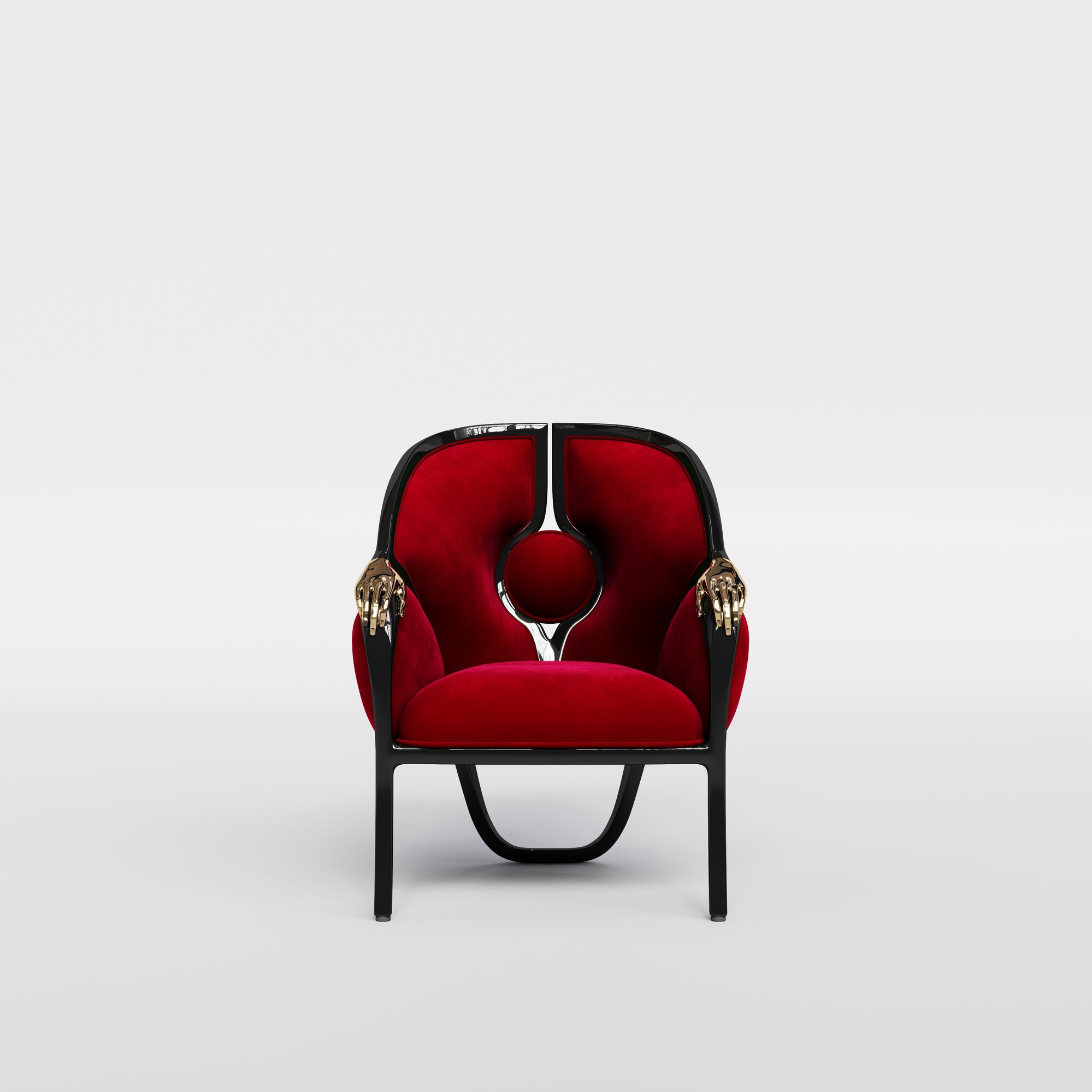 Monroe Occasional Chair - Brass & KETSINA VELVET-NEON-67 RED_