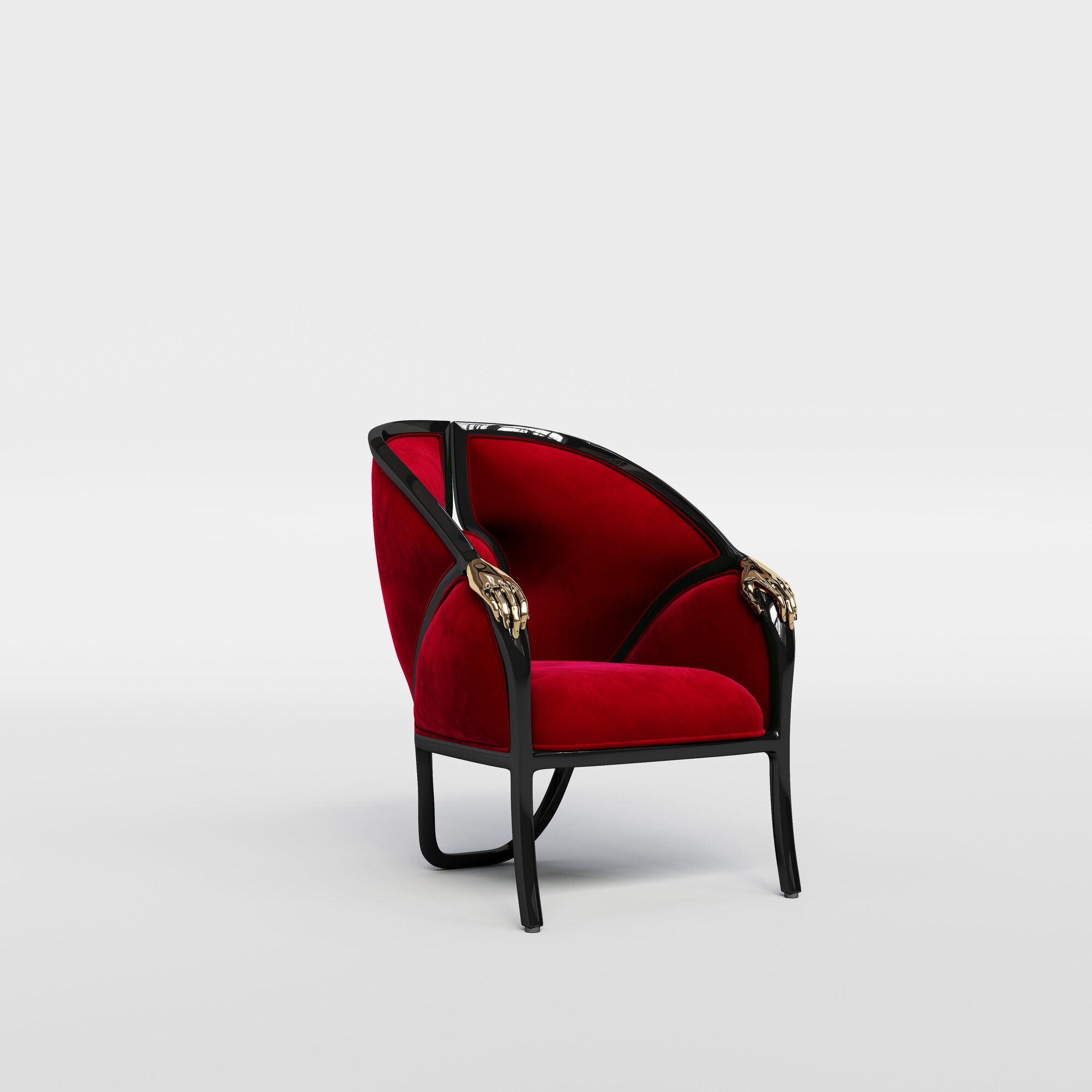 Monroe Occasional Chair - Brass & KETSINA VELVET-NEON-67 RED__2