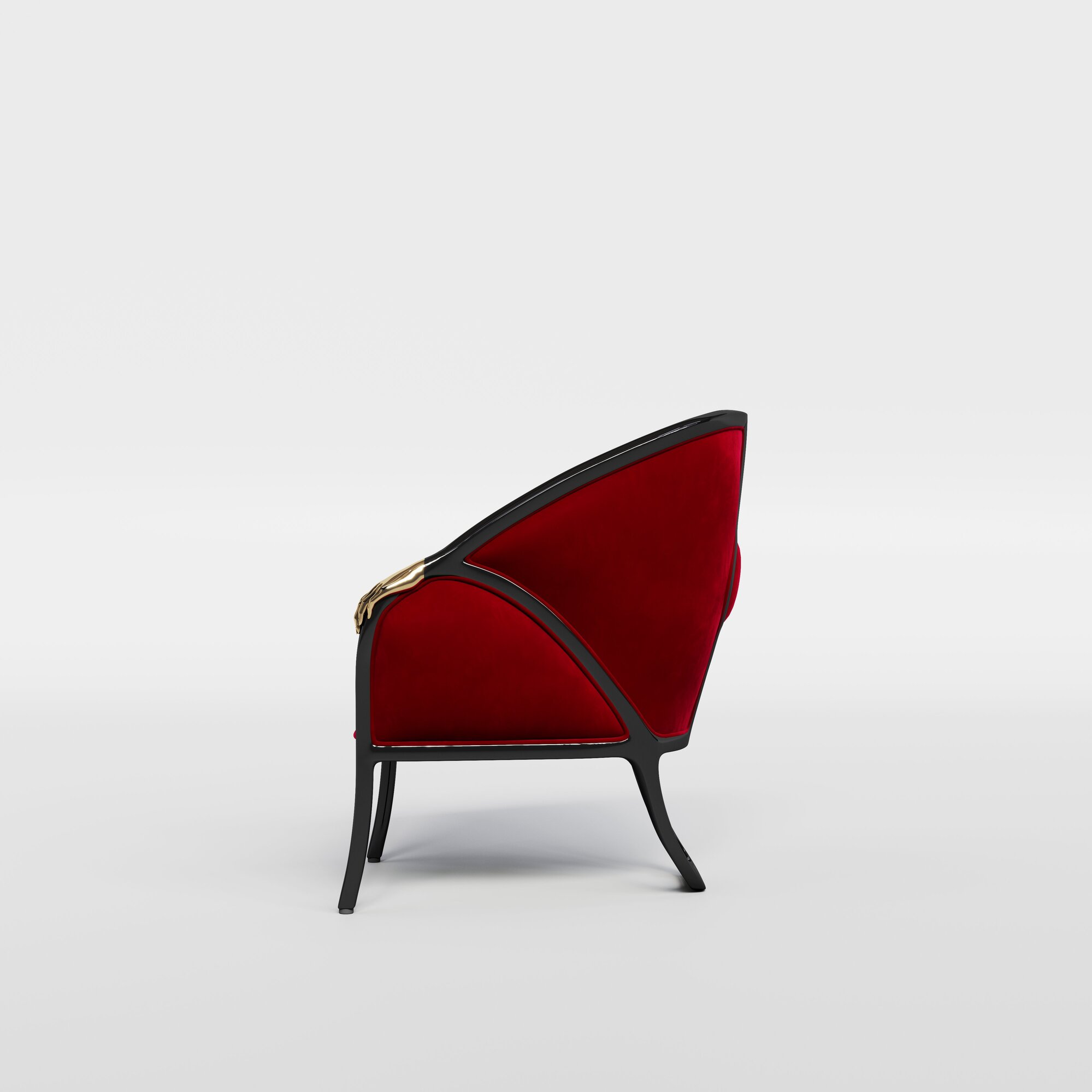 Monroe Occasional Chair - Brass & KETSINA VELVET-NEON-67 RED__8